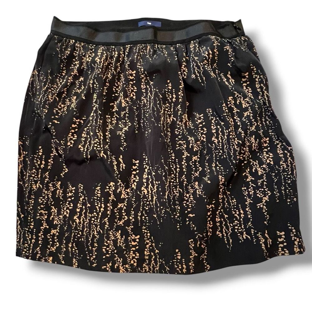 Gap Black Gold Abstract Print Pleated Lined Mini Skirt Fall 2011 Women’s Size 6